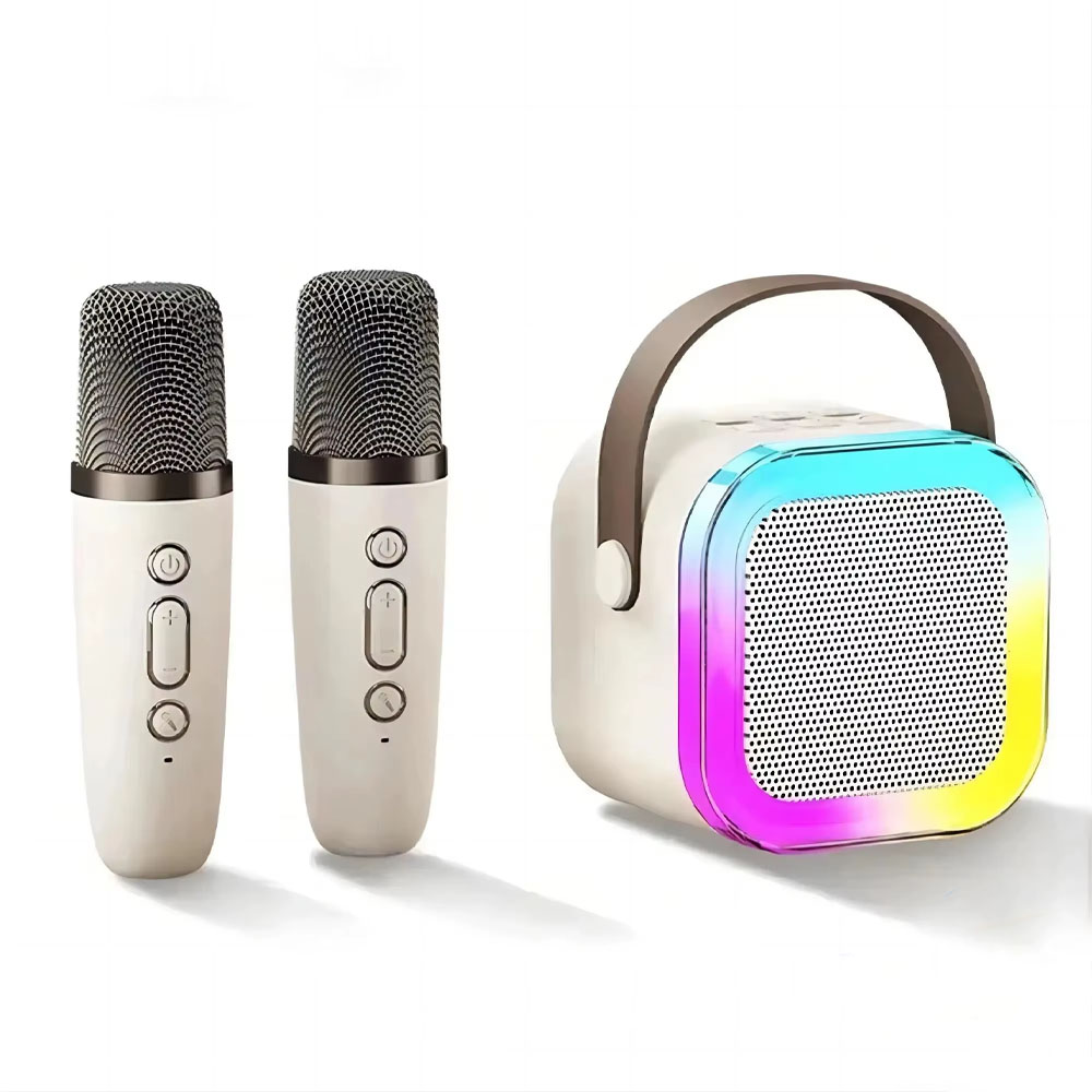 Портативная bluetooth колонка караоке с двумя микрофонамиП